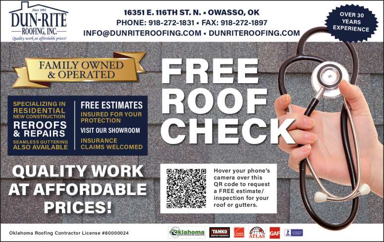 Dun-Rite Roofing December 2024 Value News display ad image