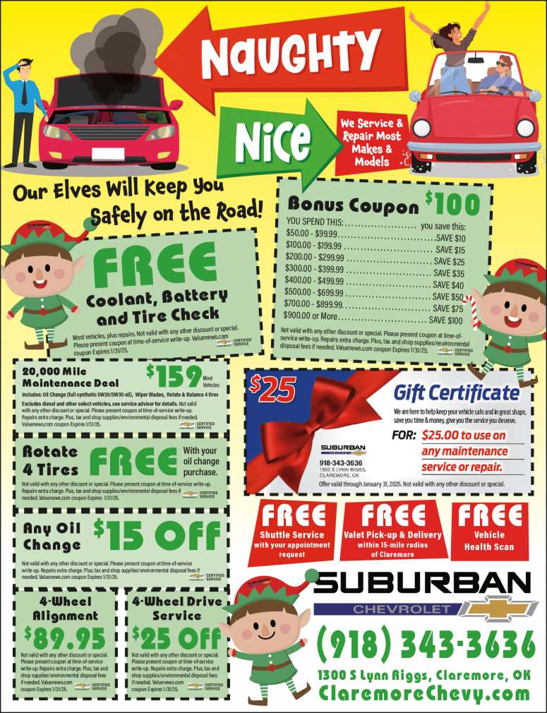 Suburban Chevrolet - Service Discounts December 2024 Value News display ad image