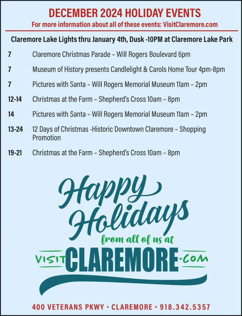 Visit Claremore December 2024 Value News display ad image