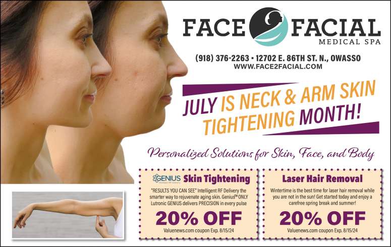 Face 2 Facial Medical Spa July 2024 Value News display ad image