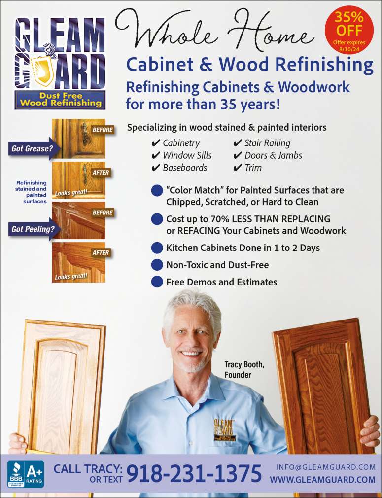 Gleam Guard Wood Refinishing July 2024 Value News display ad image