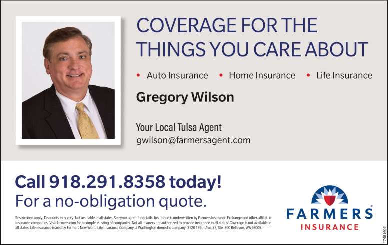 Gregory Wilson - Farmers Insurance Agent July 2024 Value News display ad image