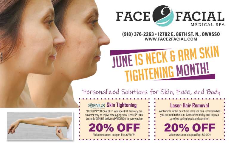 Face 2 Facial Medical Spa June 2024 Value News display ad image