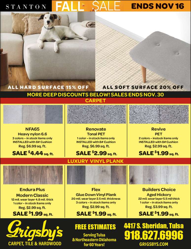 Grigsby's Carpet, Tile & Hardwood November 2024 Value News display ad image