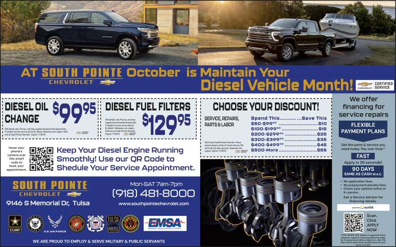 South Pointe Chevrolet Service Deals & Coupons! October 2024 Value News display ad image