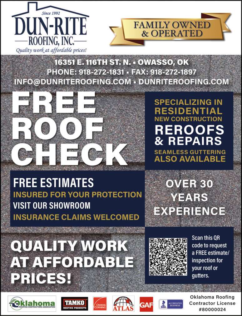 Dun-Rite Roofing September 2024 Value News display ad image