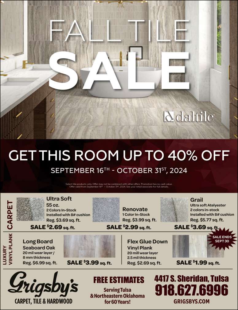 Grigsby's Carpet, Tile & Hardwood September 2024 Value News display ad image