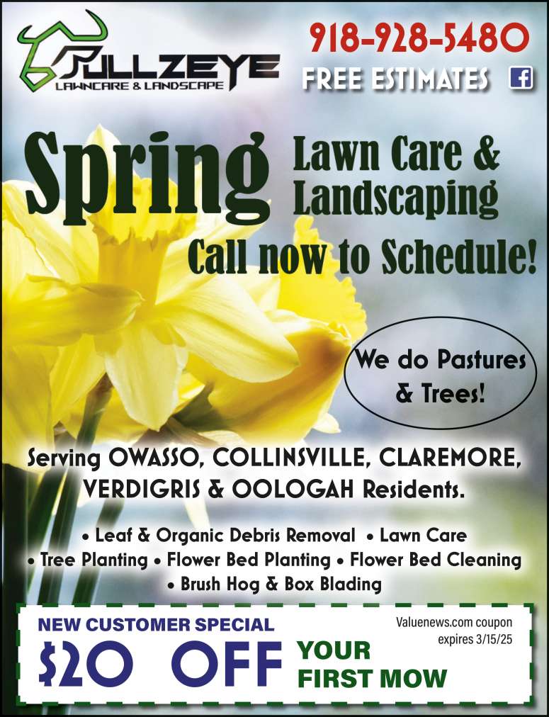 Bullzeye Lawncare & Landscape February 2025 Value News display ad image