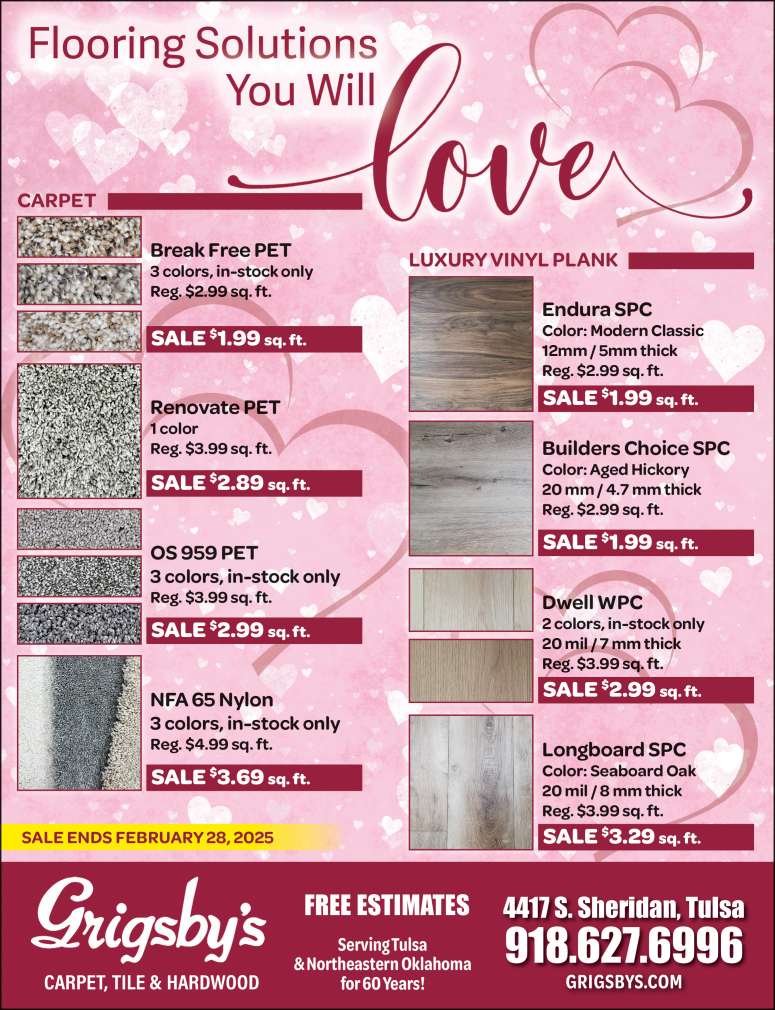 Grigsby's Carpet, Tile & Hardwood February 2025 Value News display ad image