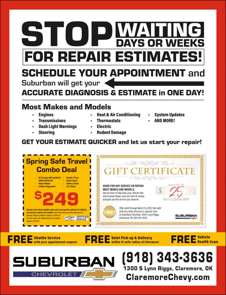 Suburban Chevrolet - Service Discounts February 2025 Value News display ad image