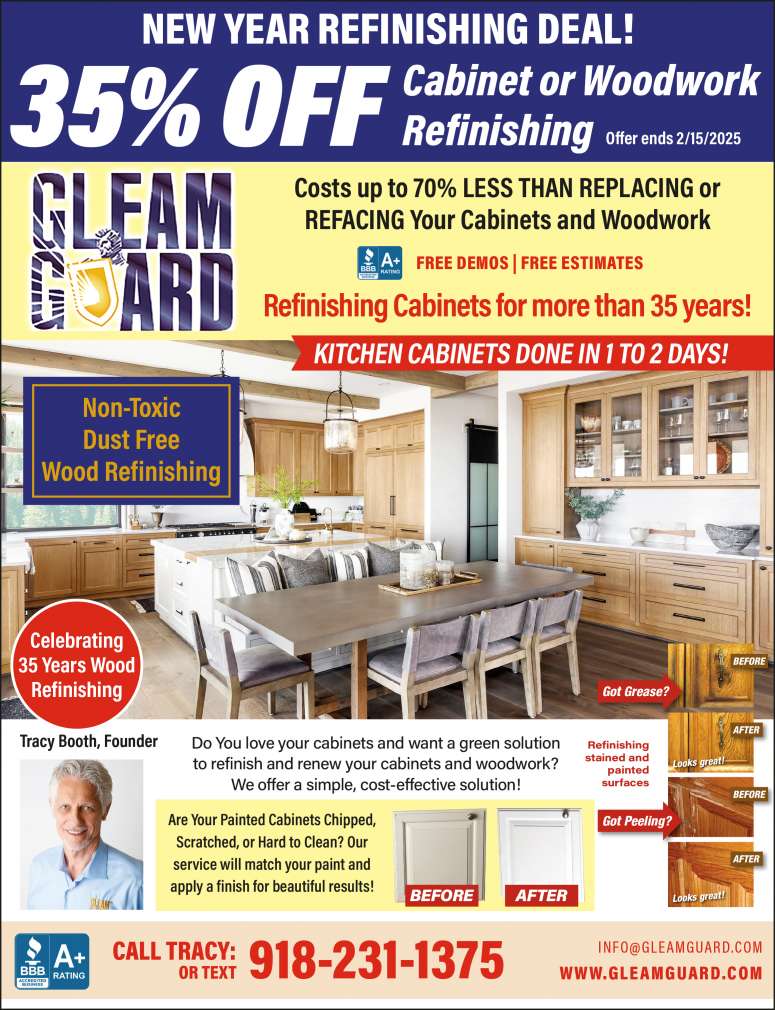 Gleam Guard Wood Refinishing January 2025 Value News display ad image