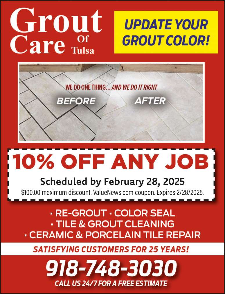 Grout Care of Tulsa January 2025 Value News display ad image