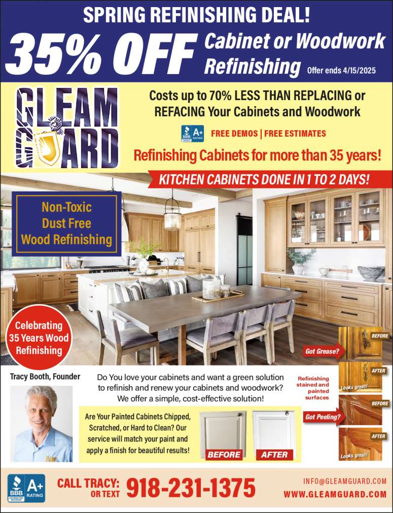 Gleam Guard Cabinet & Wood Refinishing March 2025 Value News display ad image