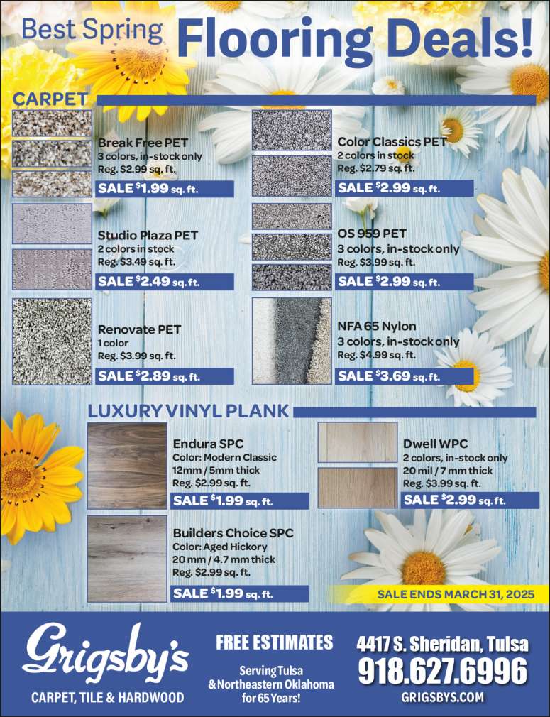 Grigsby's Carpet, Tile & Hardwood March 2025 Value News display ad image