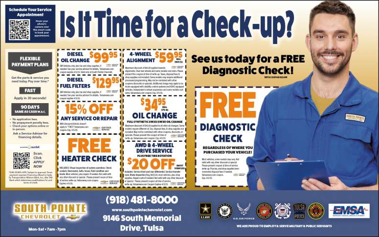 South Pointe Chevrolet Service Deals & Coupons! March 2025 Value News display ad image