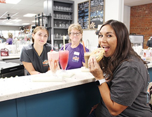 Your stop at Weigants Pharmacy in Pawhuska is sure to be delicious and fun!  Pictured are Allie, Effie and Lindsay. Value News Magazine & Values, Inc. photo, November 2024