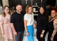 Hairology 918 Team from Left to Right: Stylist Chelsea Davis, Owners Alex & Abrina Tarasenko, Stylist Heather, Stylist Kyria Bourdreaux. Value News Magazine & Values, Inc photo, June 2024.