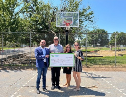 The Grove Public School District was awarded a $30,000 TSET Healthy Incentive Grant in 2019 to update the school’s outdoor basketball goals. Photo courtesy of Oklahoma TSET.