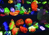 A popular attraction at the show is the society\'s dark fluorescent room where people can watch rocks and minerals naturally light up from fluorescent light. Photo courtesy of Tulsa Rock and Mineral Society.