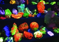 A popular attraction at the show is the society\'s dark fluorescent room where people can watch rocks and minerals naturally light up from fluorescent light. Photo courtesy of Tulsa Rock and Mineral Society.