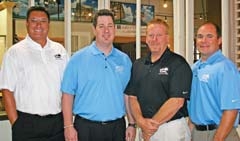 The Mill Creek Hardwood Floors team consists of General Manager Jamie Fixico and ­Project Managers Jason Owen, Rob Driscoll and James Dixon.