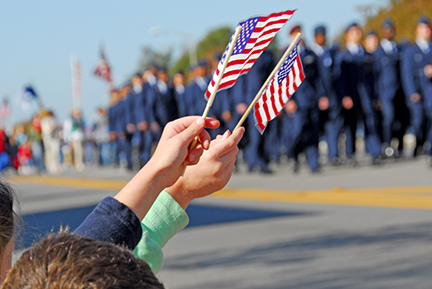 Image of flags waving at event